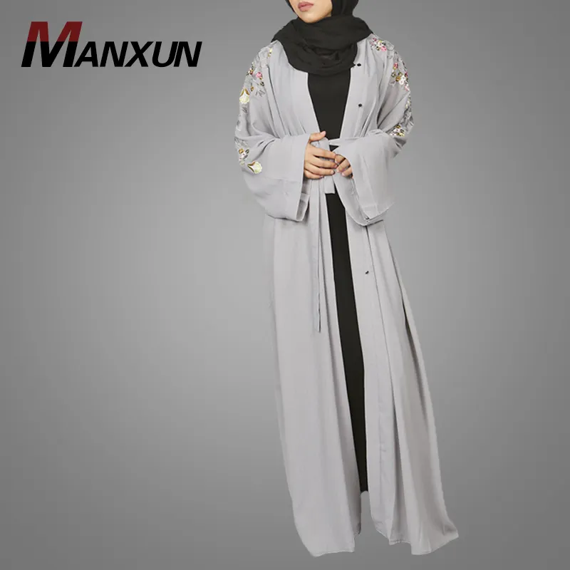 Roupa de bordado islâmica, peças elegantes muslimah femininas abertas kimono turquia abaya dubai