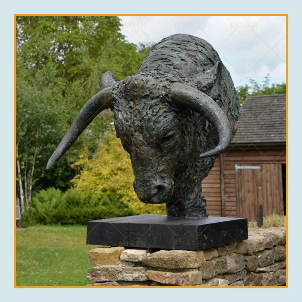 Sculpture de tête de taureau à montage mural, en bronze, art moderne, nouveauté, vente en gros, 2020