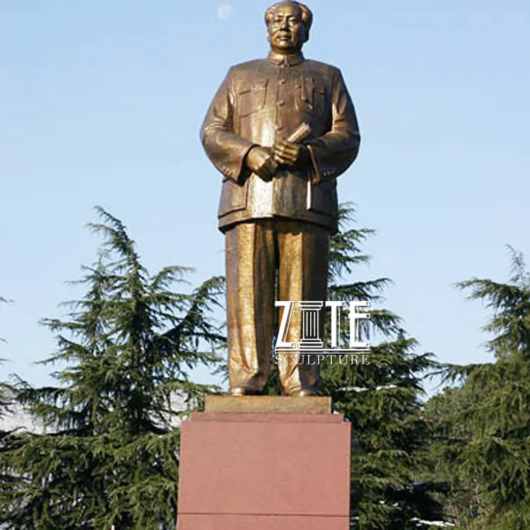 Figura clásica china famosa, escultura de estatua del presidente mao zedong de bronce