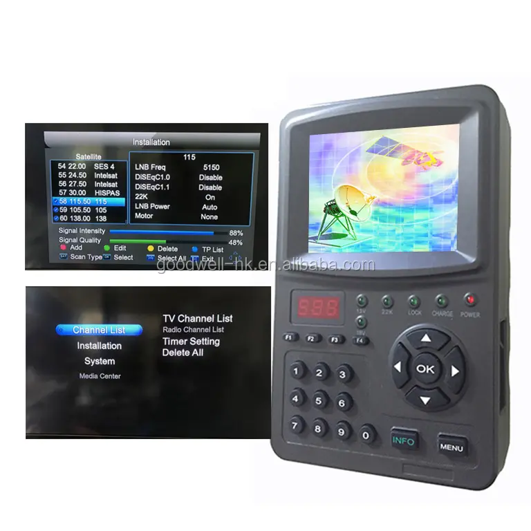 Originale kangput 3.5 "HD Portatile satellite finder meter dvb-s2 satellite signal meter Vendita Calda Digital Satellite Finder