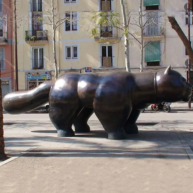 Célèbre jardin décor métal art grande taille abstrait bronze fernando botero chat sculpture