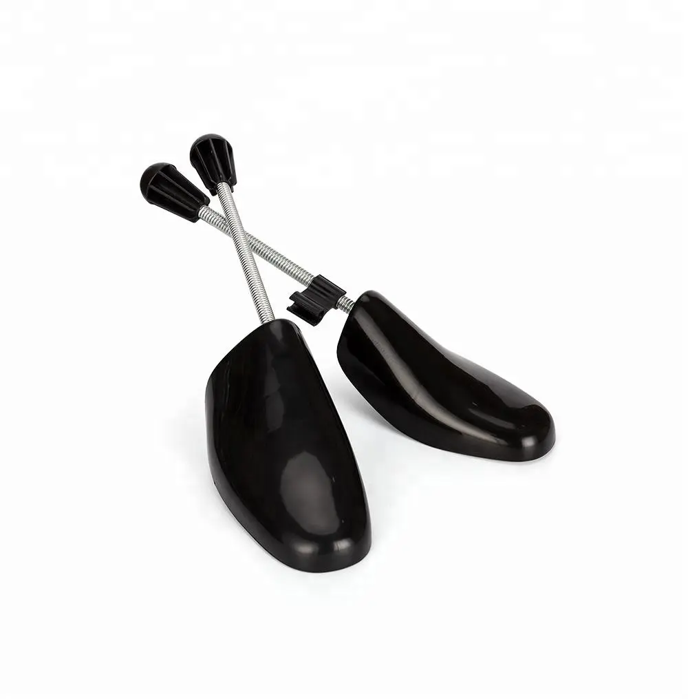 Ensanchador de soporte de árbol de zapatos de plástico ajustable para hombre y mujer, ensanchador negro con diseño de XC-C03, logotipo de marca personalizado, paquete de larga duración