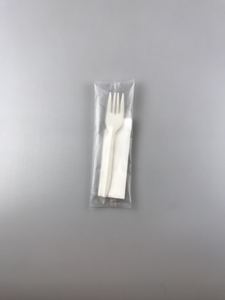 מתכלה <span class=keywords><strong>spork</strong></span> בודד עטוף מזלג חד פעמי פלסטיק תפור לפי מידה עם מפית