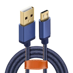 Denim örgülü hızlı şarj kablosu USB mikro USB Samsung Galaxy S7 kenar S6 S4 LG G4 Motorola Sony HTC tablet PS4 - Product Image 1