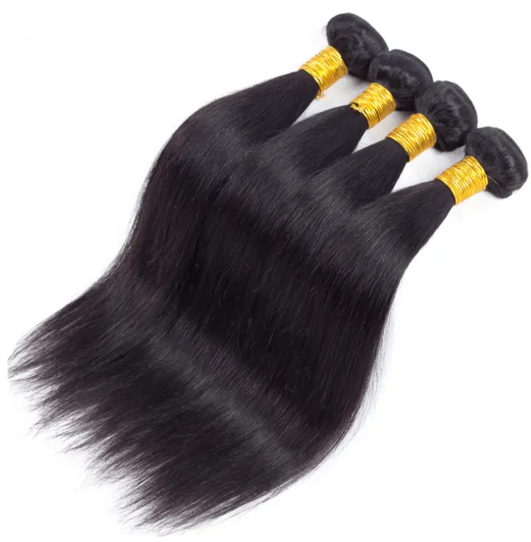 ブラジルのストレート人間の髪100% レミー髪織りバンドル1/3/4 PCSナチュラルブラック10 "-28" インチ送料無料