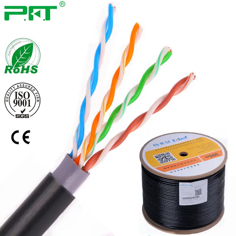 Cable impermeable para exteriores UTP Cat5e 24AWG/Cat6 23AWG, 4 pares