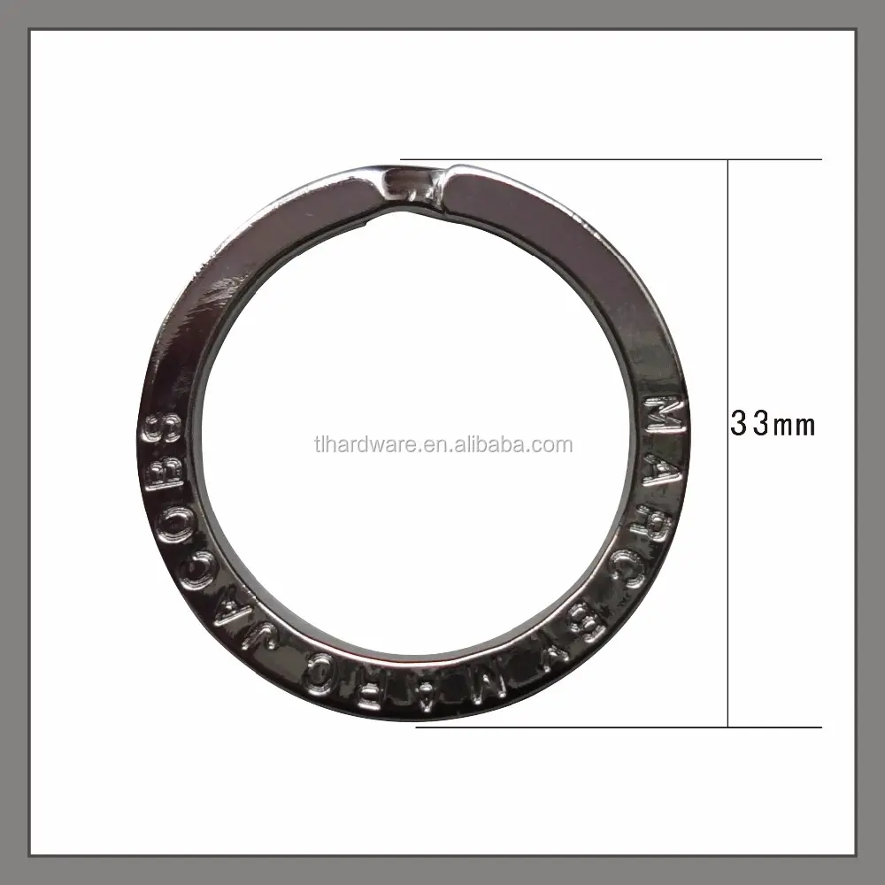Custom Logo Merknaam Gegraveerde Platte Sleutelhanger Split Key Ring