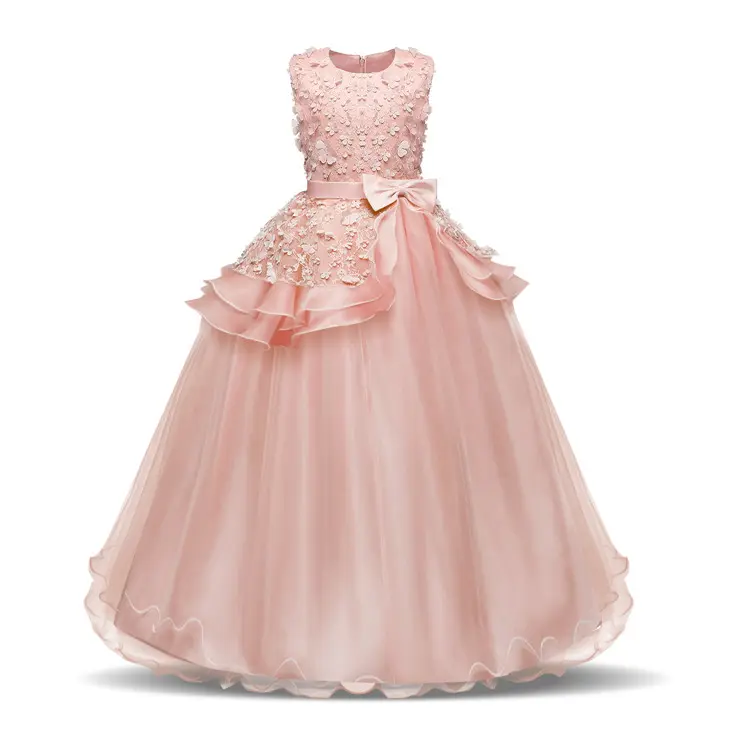 Vestido bonito de flores para niñas, vestido de princesa sin mangas, Pettiskirt para niños