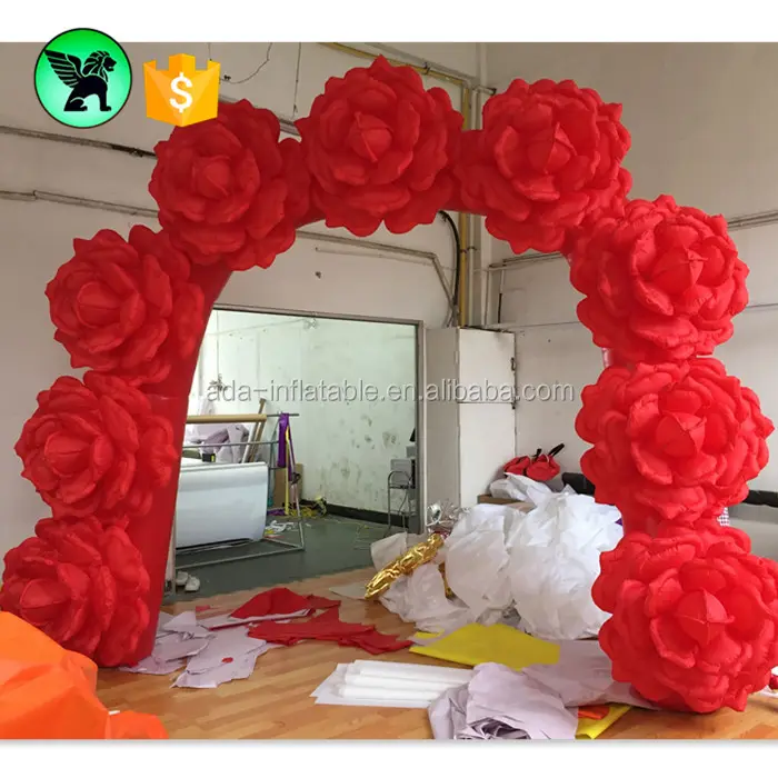 3X3สีแดง Inflatable Rose ดอกไม้ Arch สำหรับงานแต่งงาน Entrance ตกแต่ง A2658