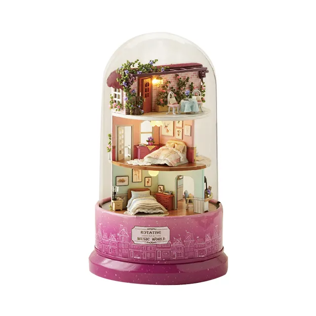 Vendita calda produzione fai da te sky city glass romance music box per inviare fidanzate