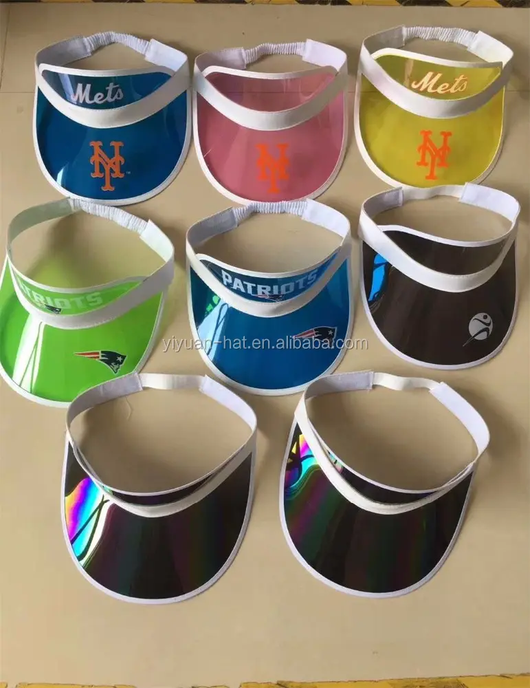 Visera de plástico de Pvc con logotipo personalizado, oferta de fábrica