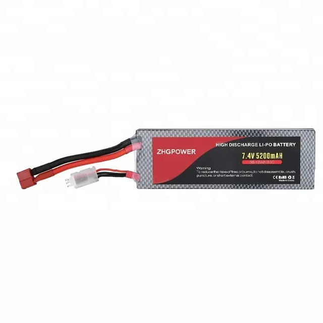 7.4V 2S Lipo Battery 5200mAh 30C Lipo Battery with Dean-Style T Connector for RC Quadcopter Drone and FPV Li-Po Battery