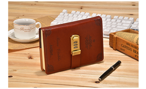 High Quality Vintage Organizer <strong>Notebook</strong> Password Lock Embossed Logo Planner <strong>Code</strong> Book for Writing Secret