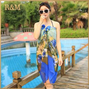 夏のビーチフラワーパッタン女性用ポリエステルシルクサロン - Product Image 3