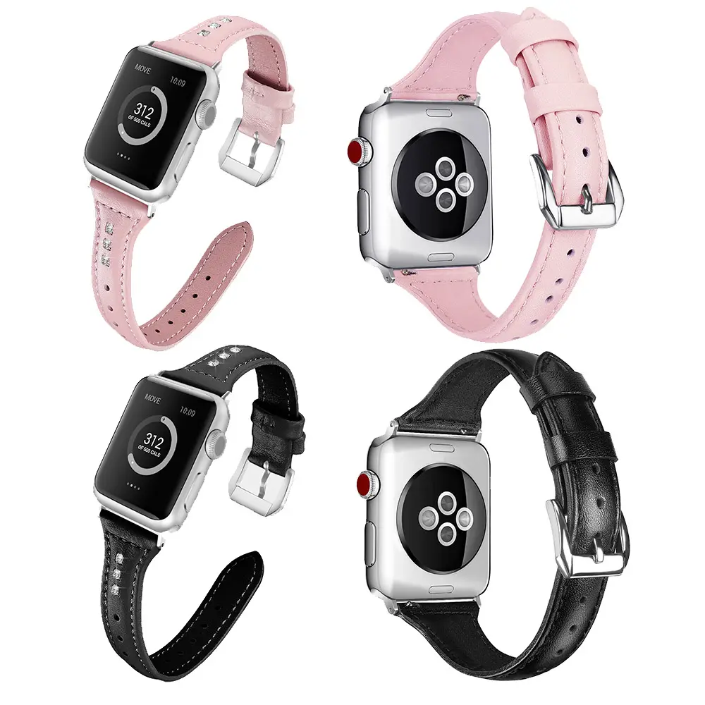 IVANHOE สาย IWatch 38มม. 42มม.,สายรัดข้อมือสำรองสายหนังประดับเพชรคริสตัลพลอยเทียมสำหรับ Apple Watch Series 4 3 2 1