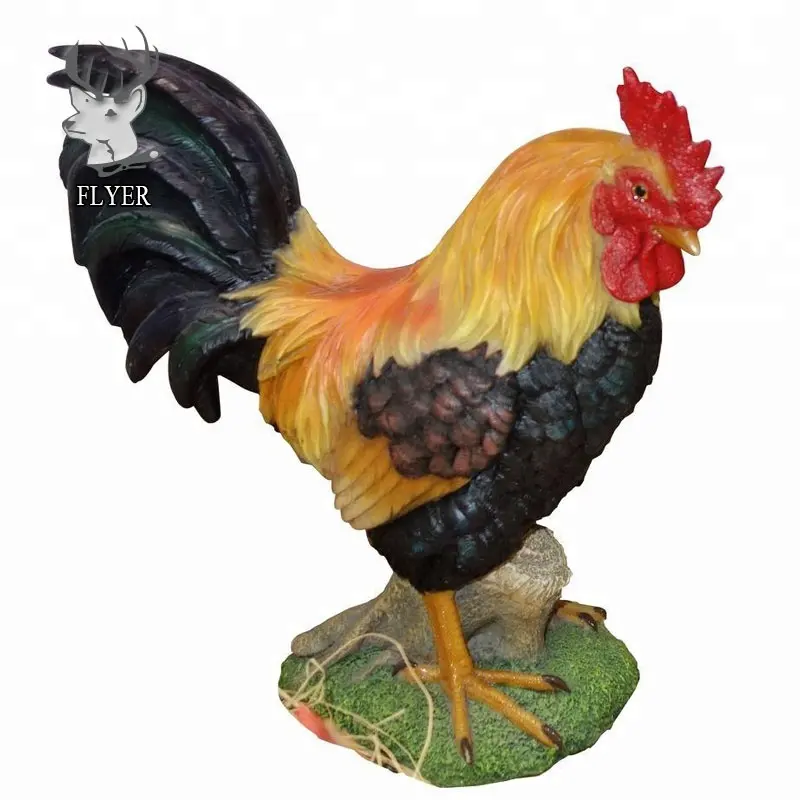 Statua in fibra di vetro personalizzata grande statua di gallo di pollo in poliresina scultura in resina animale in vendita