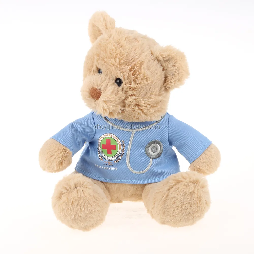 Belle l'hôpital cadeau doux peluche docteur ours en peluche porter bleu t-shirt d'allaitement