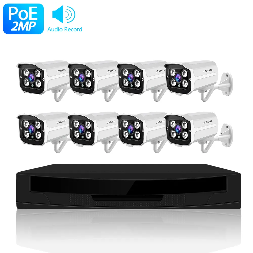 Kosten günstige DVR 1080P Full-HD-Nachtsicht-CCTV-Kamera Home Security Alarmsystem 8CH POE NVR-System