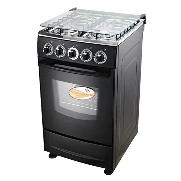 50x50 'grande capacité 60L 20 pouces 4 brûleurs cuisinière à gaz avec four avec couvercle en verre