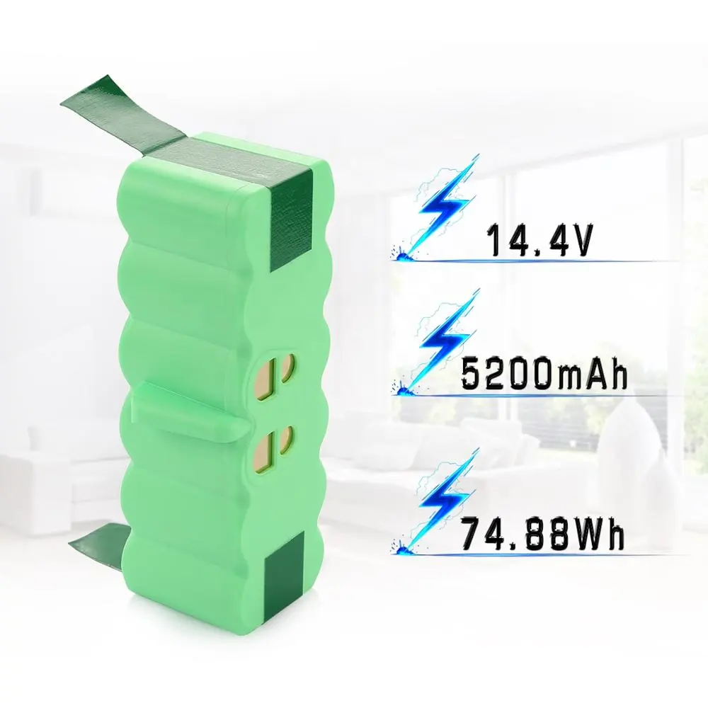 14.4V 5.2Ah Aspirateur Rechargeable Li-ion batterie pâte pour Roomba batterie 500 600 série