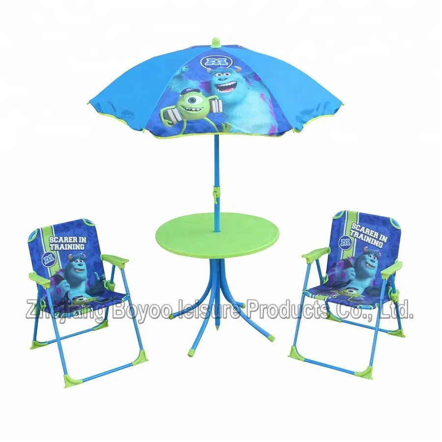 4 pc Kindergarten Camping Set, Kinder Tisch und Stuhl klappbar mit Regenschirm