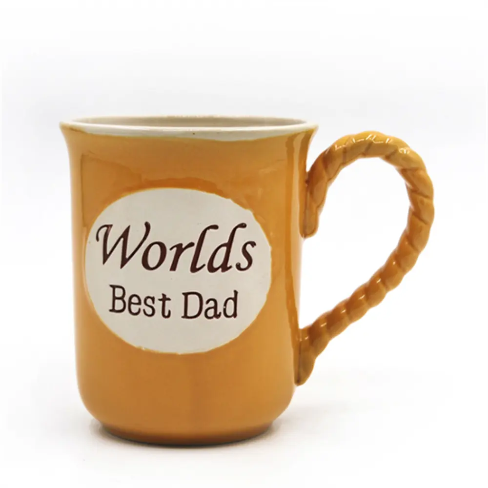 Dünyalar en iyi baba seramik kupalar, sarı renk mevcut kahve kupa için baba, babalar günü hediye kupalar