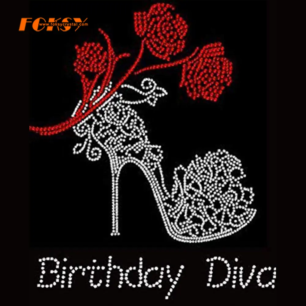 Custom Di Compleanno A Tema Diva Hot Fix Trasferimento di Calore Strass Motivi