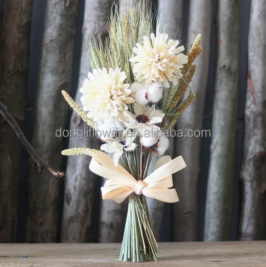 المجففة زهرة الحرف اليدوية مصنوعة من القمح ارتفع القطن الحرير أقحوان
