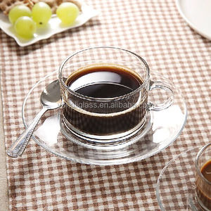 优雅的无铅咖啡具、带手柄的咖啡杯、带茶托的茶杯 - Product Image 3
