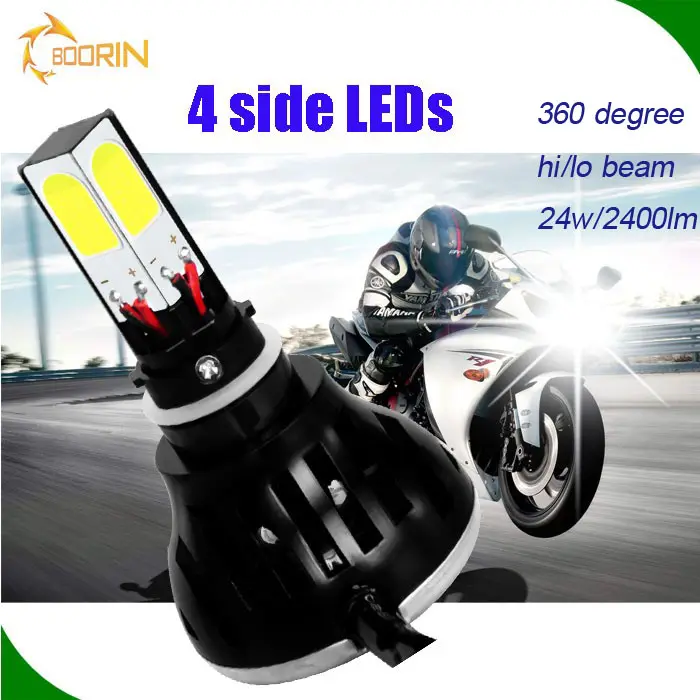 Bullet-bombillas LED para faro de motocicleta, 24W, 2400LM, 4 lados, A3, A4