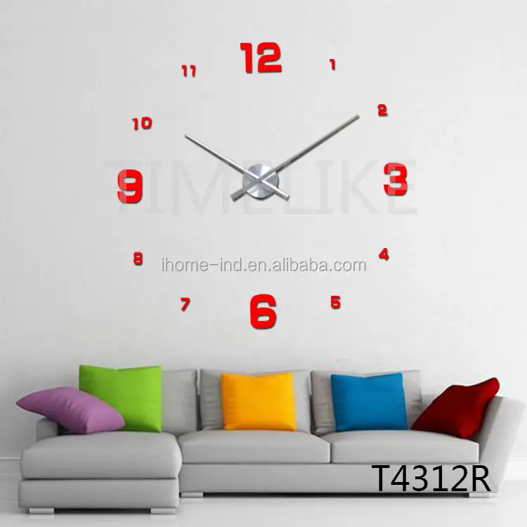 Reloj de pared grande y decorativo, 100CM, bricolaje, para decoración del hogar, reloj de pared acrílico 3d