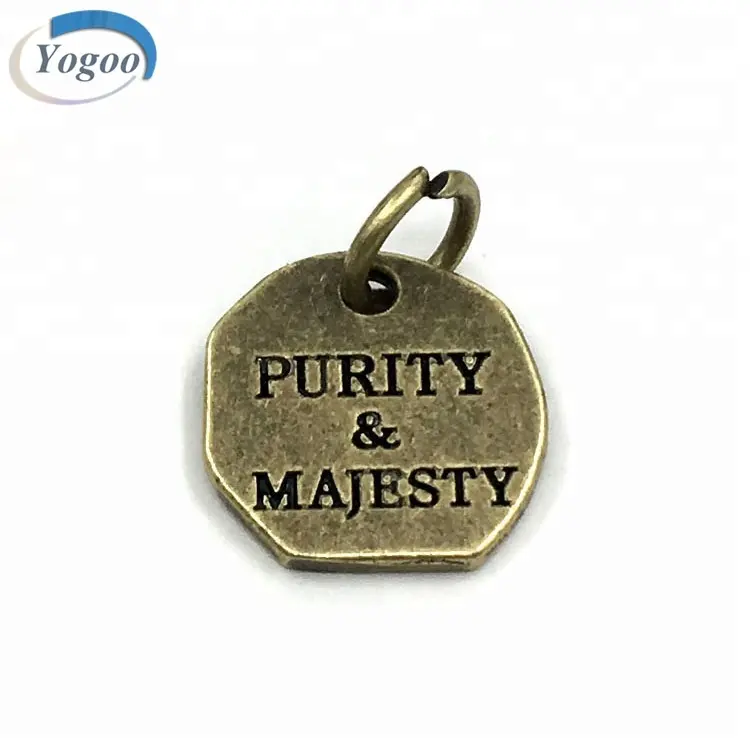 Small Custom Handmade Letters Plated Engraved Antique Brass Metal Jewelry Logo Tag