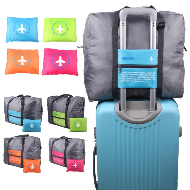 थोक सामान बैग 230D पॉलिएस्टर कपड़ा आयोजक उड़ान Foldable यात्रा बैग दूत Duffle बैग के साथ कस्टम लोगो