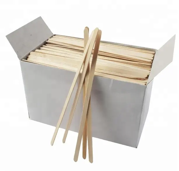 Agitador de café de bambú desechable, envuelta en papel, madera