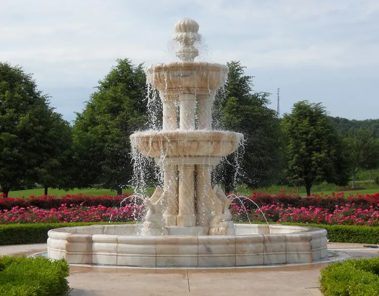 Fonte de mármore de água, venda quente de decoração ao ar livre, fonte de mármore de jardim