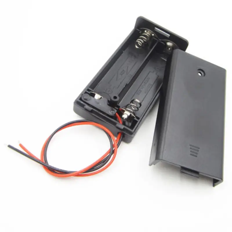 Plastic Waterdichte 3V Dubbele Dual 2 Aa Batterij Mobiele Houder Box Case Compartiment Met Aan/Uit Schakelaar En cover