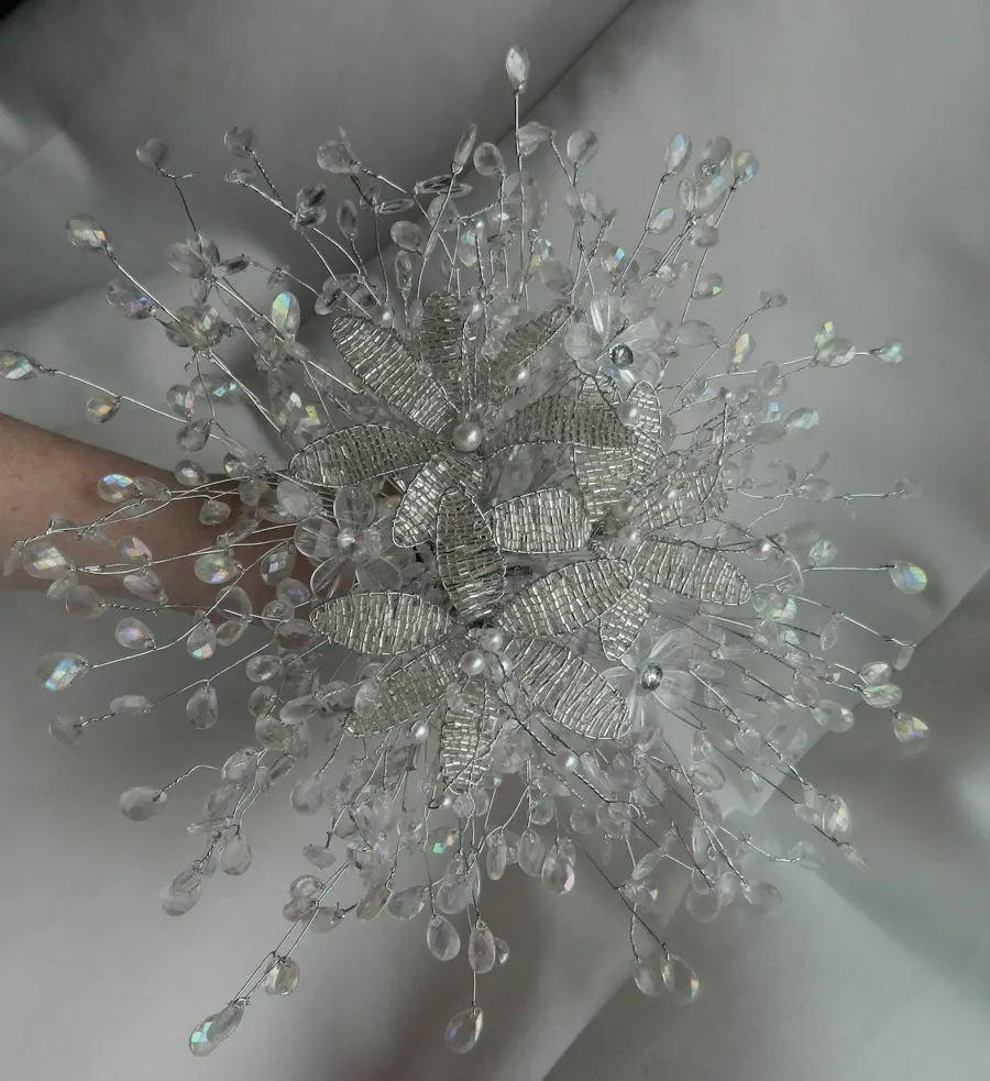 Impresionante ramo de flores de boda para novias/dama de honor, cristal transparente completo