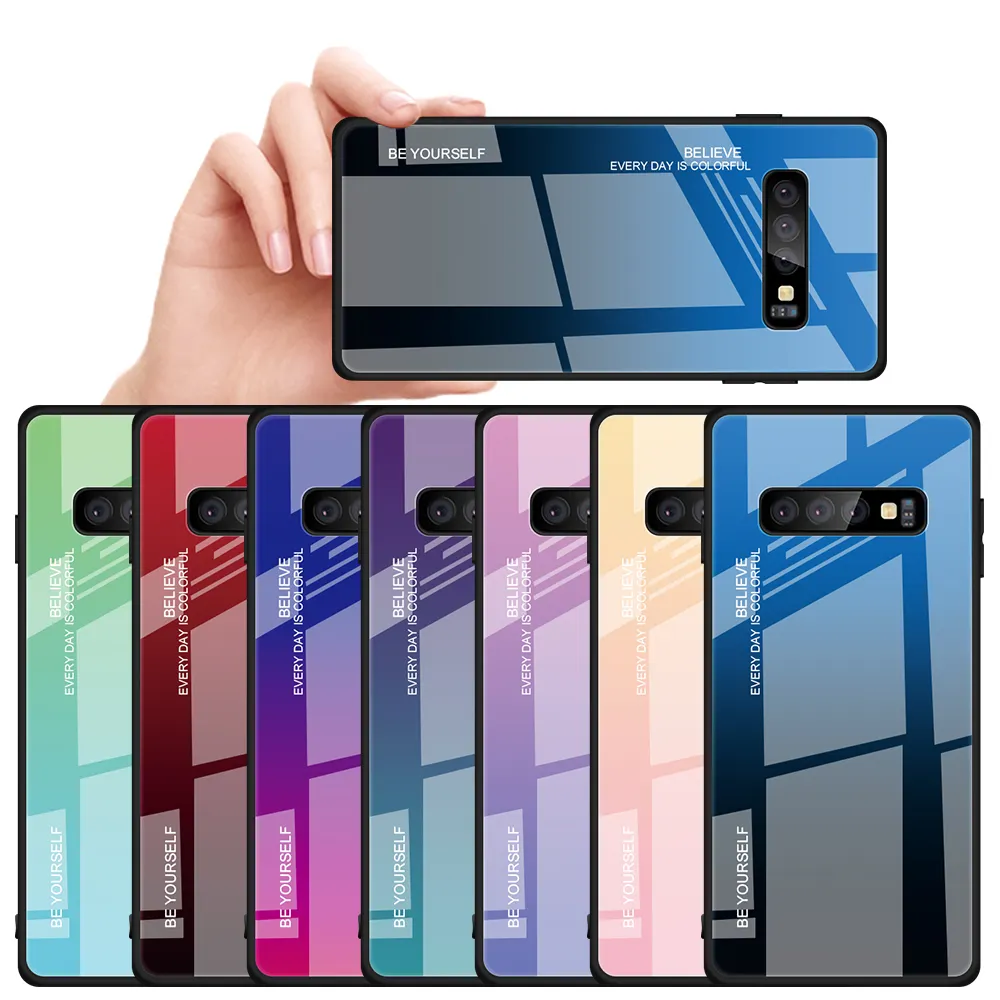 Gradiente cubierta del teléfono para Samsung Galaxy S10 Plus de templado de vidrio de caso en el para Samsung S10e S10 e S 10 e S10Plus bolso de la cubierta caso