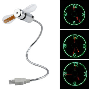 Miniventilador de techo eléctrico con USB, dispositivo Flexible con cuello de cisne, luz LED, visualización de reloj de tiempo, para PC y Notebook - Product Image 2