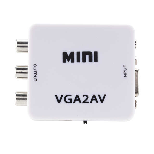 Mini VGA to AV RCA Converter with 3.5mm Audio for HDTV PC