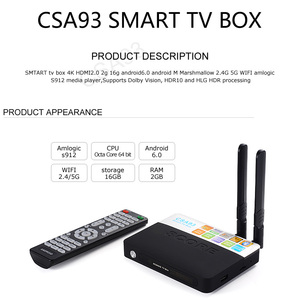 Minh <span class=keywords><strong>Android</strong></span> 3 GB RAM 32 GB ROM <span class=keywords><strong>Android</strong></span> 6.0 <span class=keywords><strong>TV</strong></span> <span class=keywords><strong>Box</strong></span> Amlogic S912 Octa Lõi <span class=keywords><strong>CSA93</strong></span> Streaming Thông Minh Media Player Wifi BT4.0 - Product Image 2