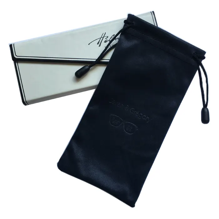 Bolsa de óculos de sol para olhos de microfibra, venda no atacado, macia, com cordão, personalizada, com logotipo impresso digital