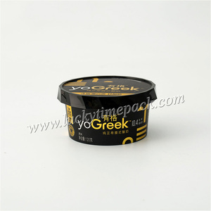 Custom <strong>IML</strong> Plastic <strong>Cup</strong> with Lid and Spoon for Yogurt Packaging - Product Image 1