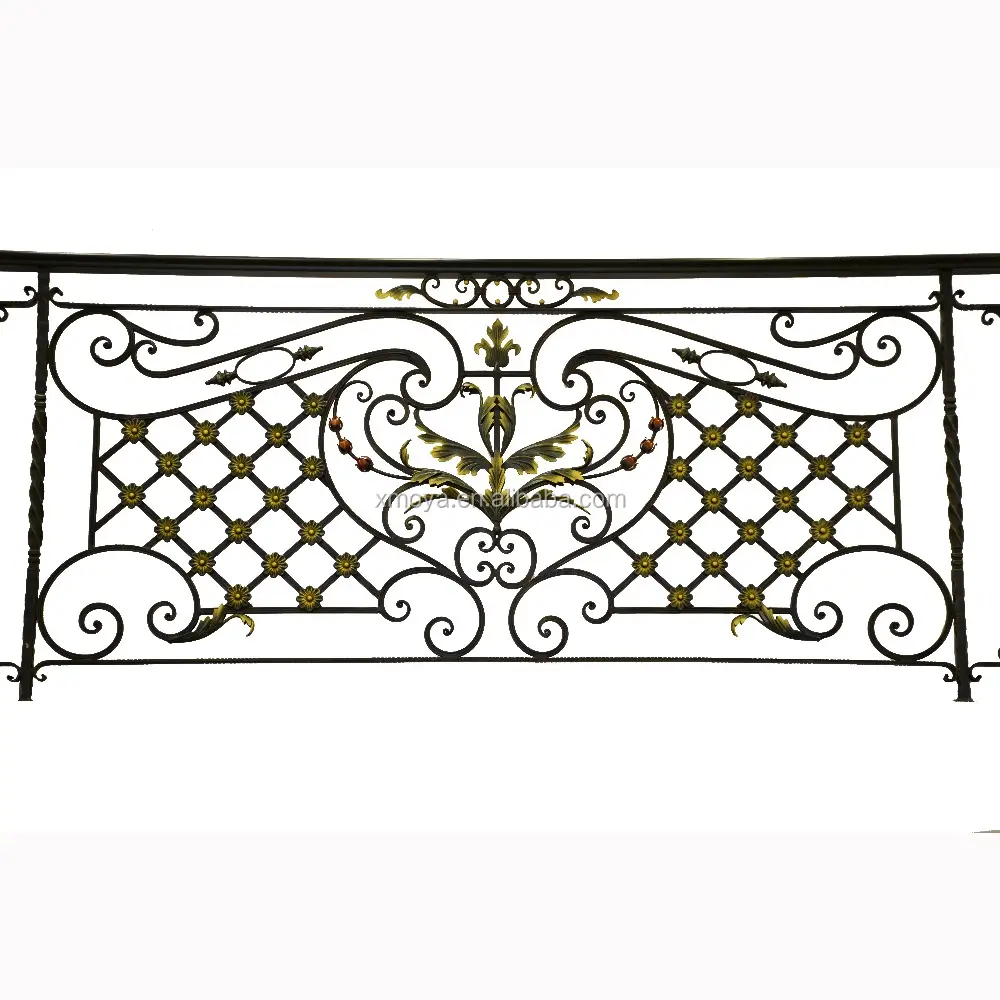 Balustrades & Handrails Luxury Balcony Terrace or Stair Wrought Iron Design for Iron Stairs Railing Modern Railing Simple CN;FUJ