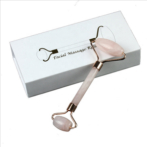 เครื่องนวดหน้าด้ามจับทองเหลืองทำจากหินโรสควอตซ์ธรรมชาติลูกกลิ้งหยก - Product Image 3