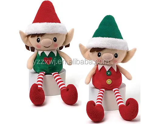 Peluche elfo giocattolo/elfo peluche elfo di natale giocattolo/campione gratuito nuovo design peluche bambola elfo giocattoli