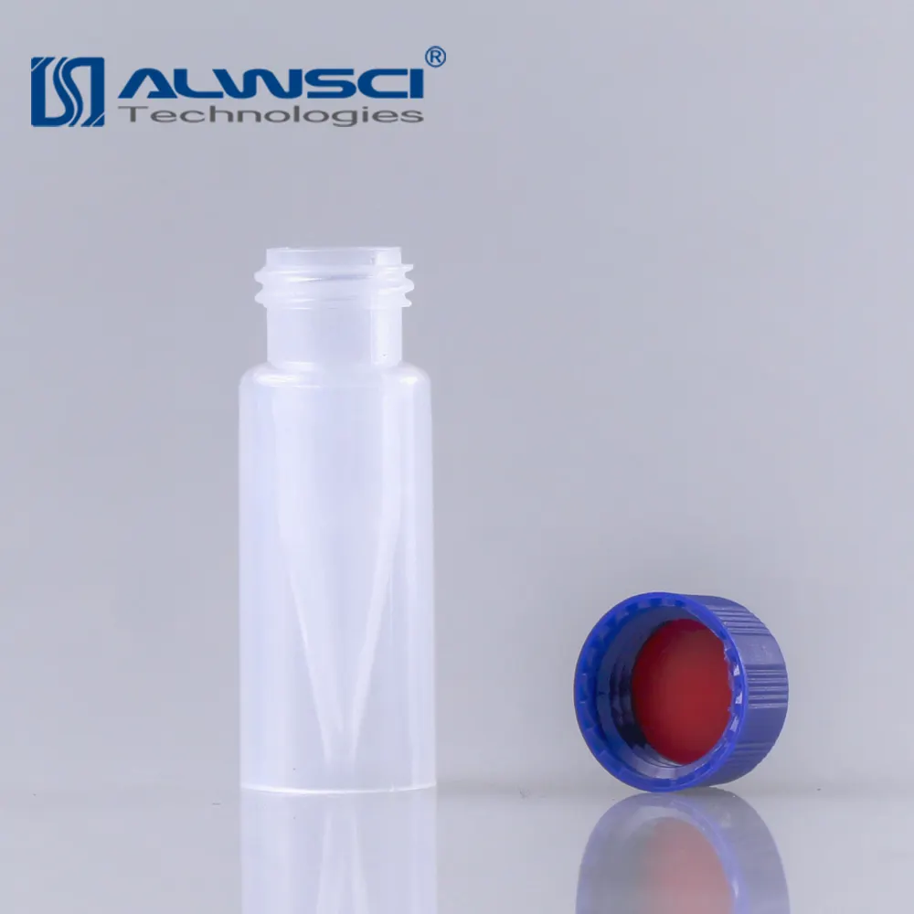 Good seal 2ml plastic sample vials with micro insert inside screw cap PTFE silica gel