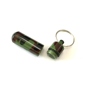 14*52mm מותאם אישית חיצוני מתכת keychain עגול גלולת מקרה camo סרבית מיכל