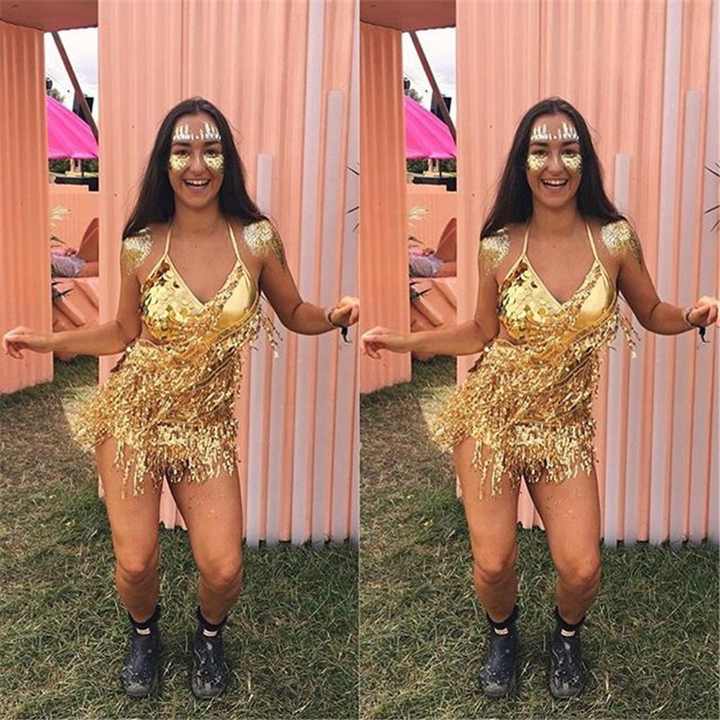 Latin Dress With Fringe Salsa Tango Dance Tassel Dress Party Club Festival Sequin Fancy Dress