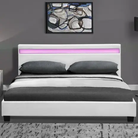 Estilo moderno rey tamaño de cuero de la PU de cabecero de cama con luz Led